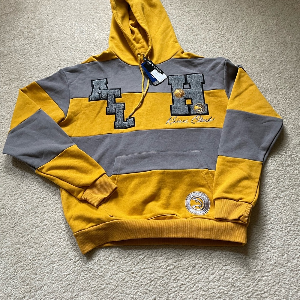 Authentic NBA Atlanta Hawks Yellow and Gray Keiser Clark Hoodie- NWT